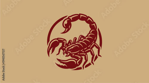 Scorpion Emblem Design in Circular Frame.