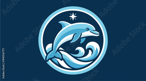 Playful Dolphin Leaping Through Ocean Waves Under Starry Sky.