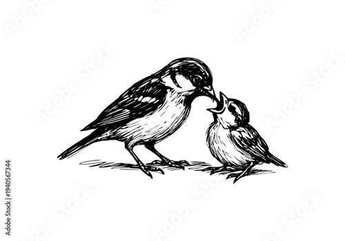 Sparrow Hand Drawn Illustration Vector by AZ for Books, Arts, Design and Decoration Graphic Asset