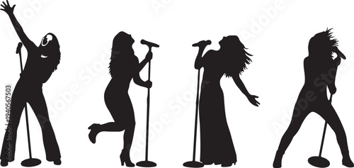 Trendy kpop dancers and singers set. Korean pop culture. Young male and female k-pop idols performance, dance. Modern popular Korea music stars. Flat vector illustrations isolated on white background.