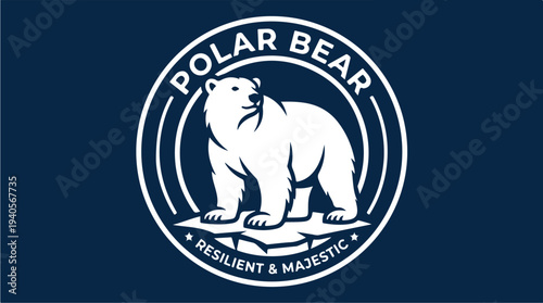 Polar Bear Majestic Resilient Arctic Wildlife Emblem.