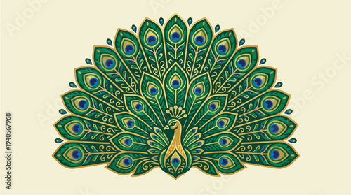 Elegant Peacock Displaying Vibrant Feathered Tail.