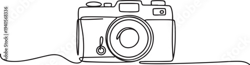 Camera single linear drawing. One line photography tool, minimal logo icon, fine line tattoo.one line vector icon illustration