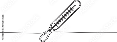 Continuous line drawing of thermometer. One line of thermometer. Medical equipment concept.one line vector icon illustration