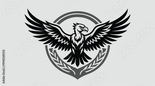 Majestic Eagle Emblem with Wings Spread Wide.