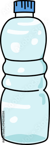 Mineral water bottle illustration with outline