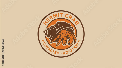 Hermit Crab Protected Adaptable Emblem Logo Design.
