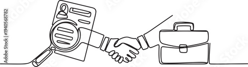 Continuous one line drawing Job search, recruiting, hiring concept.one line vector icon illustration