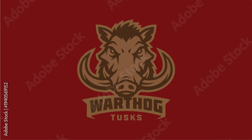 Warthog Tusks Emblematic Logo Design.