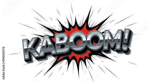 KABOOM! comic book text with explosion burst on white