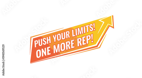 Motivational fitness slogan on upward arrow banner graphic