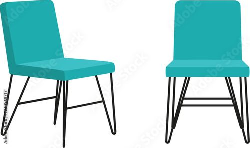 modern dining chair illustration, minimalist upholstered seating furniture, stylish home interior chair design, contemporary dining room furniture concept