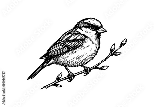 Sparrow Hand Drawn Illustration Vector by AZ for Books, Arts, Design and Decoration Graphic Asset
