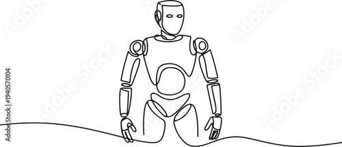 One continuous line drawing of Robot vector illustration. Programmable machine designed to perform specific tasks with a high degree of accuracy and repeatability.one line vector icon illustration