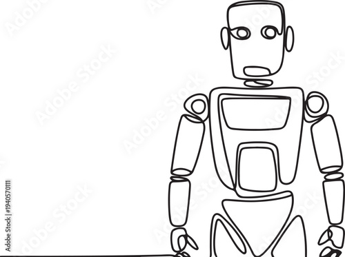 One continuous line drawing of Robot vector illustration. Programmable machine designed to perform specific tasks with a high degree of accuracy and repeatability.one line vector icon illustration
