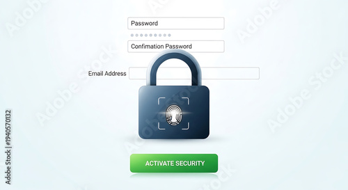 A vector graphic illustration of a secure login page with a padlock and password fields