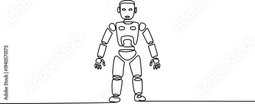 One continuous line drawing of Robot vector illustration. Programmable machine designed to perform specific tasks with a high degree of accuracy and repeatability.one line vector icon illustration