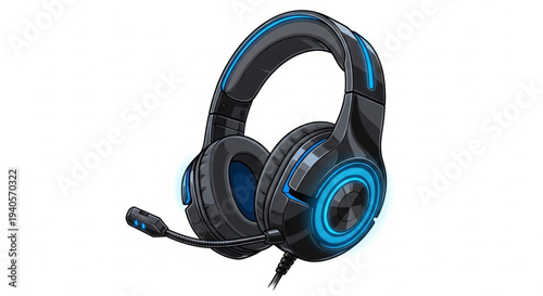 High-performance gaming headset with integrated microphone and vibrant blue LED lighting for an immersive audio experience on PC and console