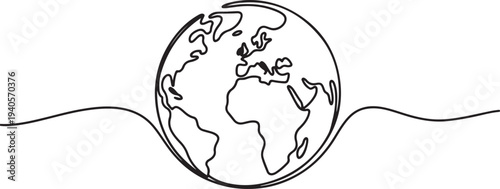 one line art Earth Clamp vector illustration. line art, one continuous line, simple, hand drawn and sketch style.one line vector icon illustration