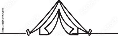 Premium icon - Heading to camp line - One continuous line of ridge tent image.one line vector icon illustration