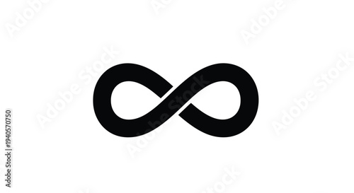 Black infinity symbol against a white background striking silhouette