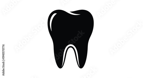 A single dark molar tooth design presented as a silhouette