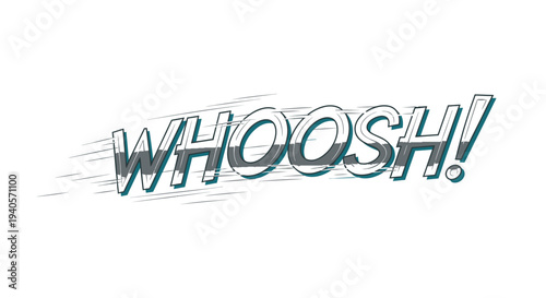 WHOOSH! comic book sound effect with speed lines