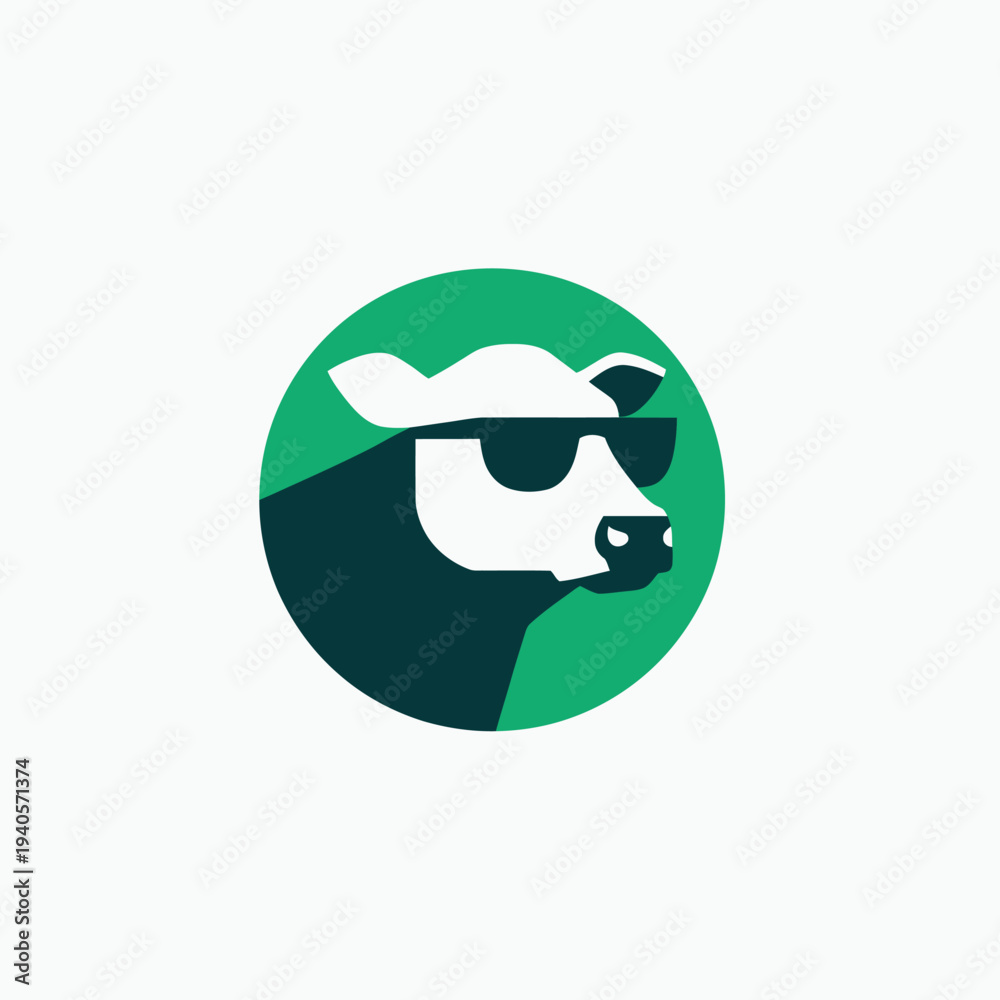 Fototapeta premium Cow Wearing Sunglasses Illustration Design.