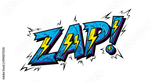 ZAP! comic book sound effect text with lightning bolts