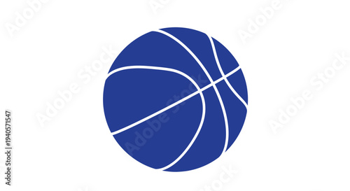 A vibrant blue basketball is shown in a dark outline silhouette