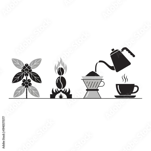 Coffee Making Process: From Bean to Cup - Illustration