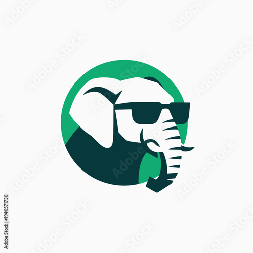 Stylish Elephant Wearing Sunglasses Logo Design.