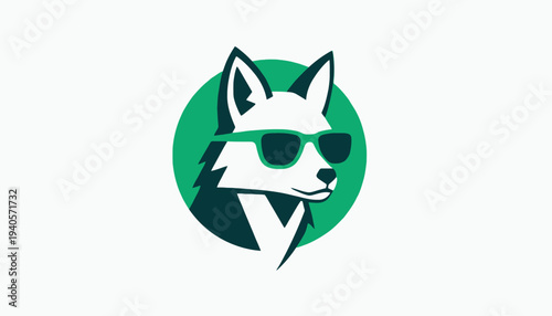 Stylish Wolf Wearing Sunglasses Logo Design.