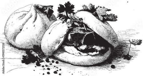 Bao Bun illustration on a white background. This vector illustration can be used in any size you like for advertising, logos, and other work.
