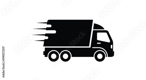 Fast moving delivery truck graphic with speed lines a bold silhouette
