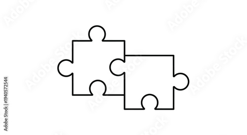 Two interlocking puzzle pieces forming a connection black silhouette