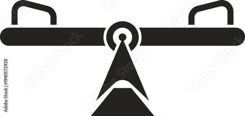 Playground seesaw silhouette icon, children park balance ride equipment, outdoor kids play toy, vector illustration design element