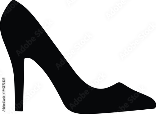 High heel shoe silhouette, elegant fashion footwear icon, stylish women’s stiletto, pointed toe pump, trendy design, modern fashion symbol