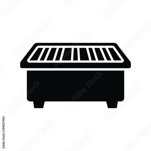 Barbecue Grill Silhouette Vector Icon for Outdoor Cooking and BBQ Design