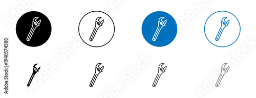 Adjustable wrench icons set. vector illustration