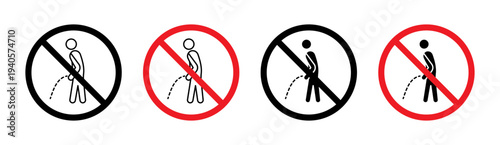Ban piss signs set. vector illustration