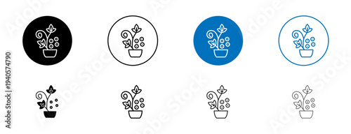 Berry shrubs and vines icons set. vector illustration