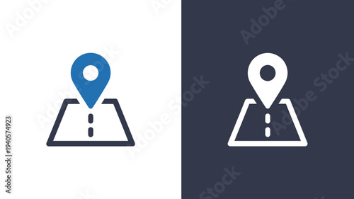 Map pin location symbol on various background colors
