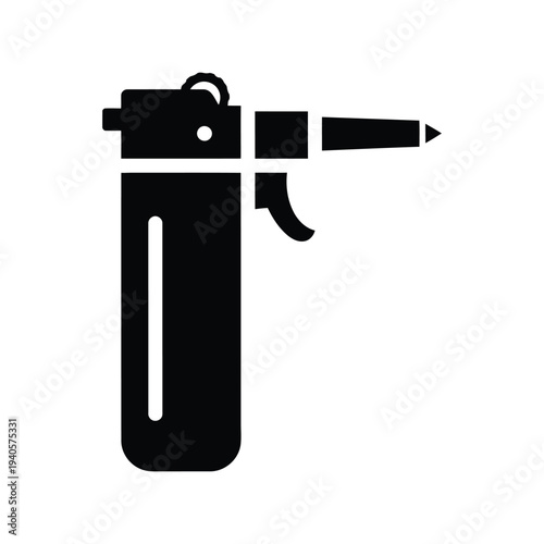 Blowtorch silhouette vector icon isolated on white, black welding tool illustration