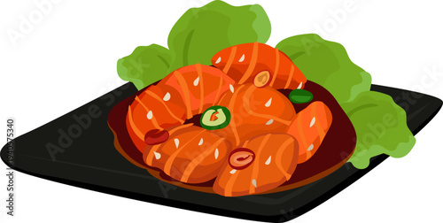 Sashimi Japanese Street Food Black Plate