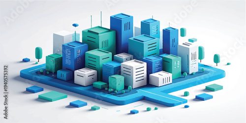 An abstract urban cityscape featuring a 3d business graph overlaying a modern skyscraper skyline and office building architecture for a professional downtown construction design
