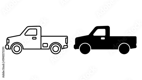 Black and white pickup truck icons side by side