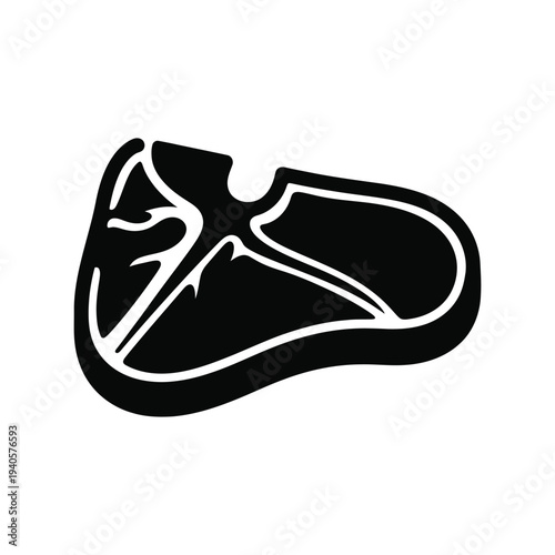 Beef Steak Silhoutte Vector Icon Isolated on White Background for Butcher and BBQ Design