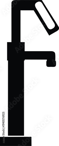 Water faucet icon vector illustration, dripping tap plumbing symbol
