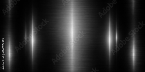 Abstract sleek black metallic surface radiates with an interplay of light and shadow, featuring vertical streaks that add depth and a sense of movement to the composition.